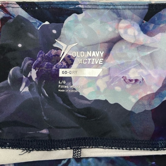 Old Navy Black/Lavender/White Floral Active Go Dry Leggings. Size Large. - Picture 3 of 5